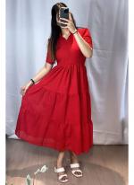 Hakoba Red Casual Wear Schiffli Readymade Gown